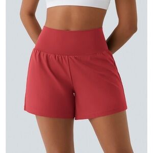 NWT Halara Softlyzero Airy Athletic Shorts High Waist Red Size L Long